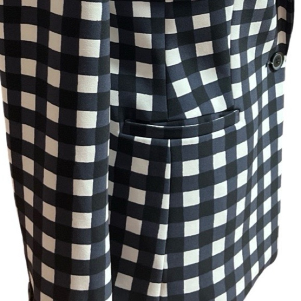 Banana Republic Dark Navy Black/White Gingham Collared Blazer - Picture 6 of 8